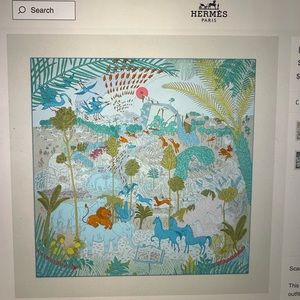 Hermes Le Carnaval des Animaux scarf 90